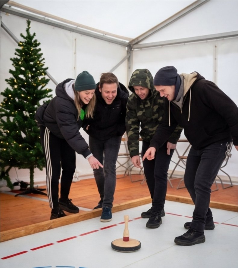 Teambuilding beim Eisstockschießen im Cassiopeia Wintergarten